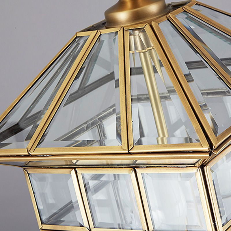 10 "/ 12" W lanterne en verre transparent lustre clair Colonial 3 Bulbes Pendante