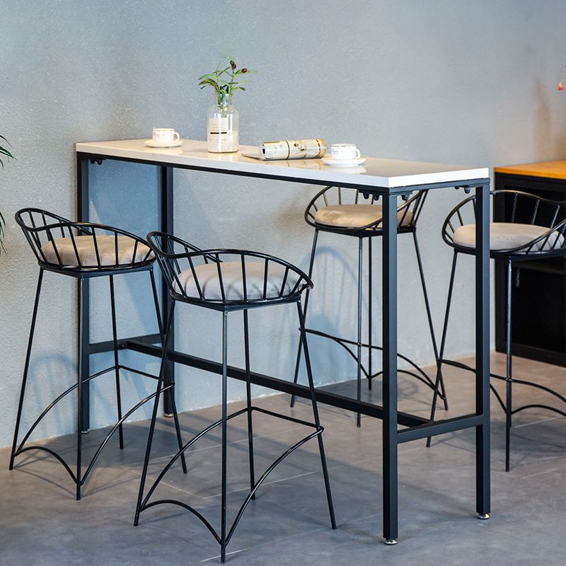 Modern Style Bar Table Faux Marble Fixed Bistro Bar Desk with Footrest