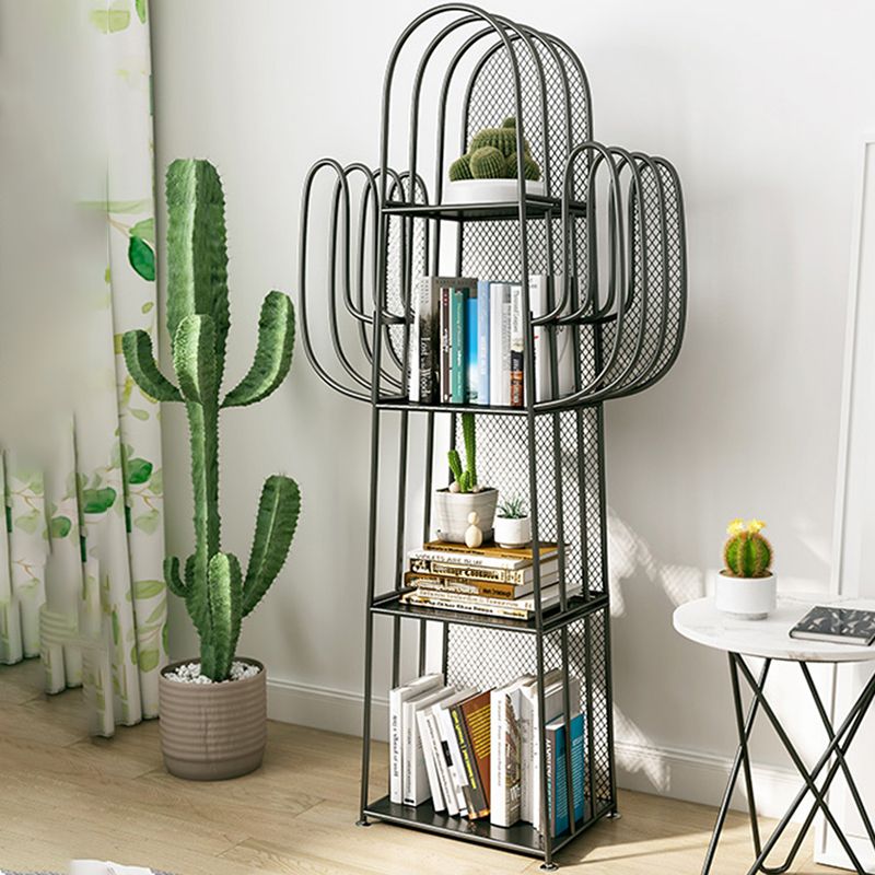 Glam Style Metal Bookshelf 4-shelf Closed Back Bookcase for Home