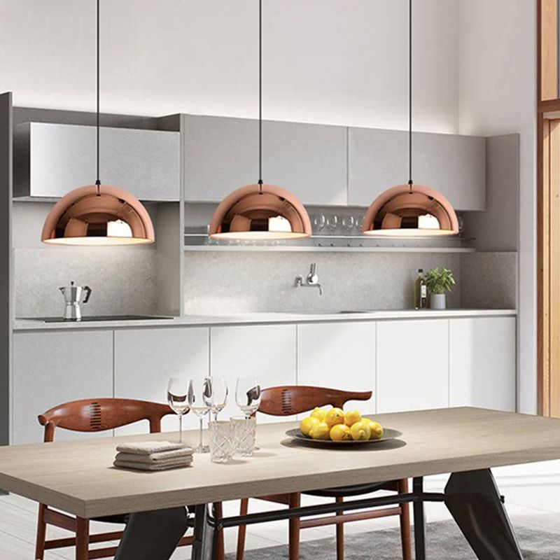 Metallschattierte Anhänger Light Kit Moderne Roségold -Hängeleuchte für Esszimmer