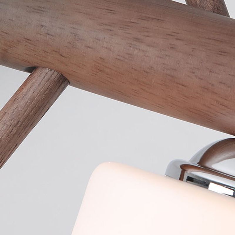 3 Lights Nutcracker Wood Island Pendant Lighting Contemporary Cylindrical Glass Shade Island Lamps