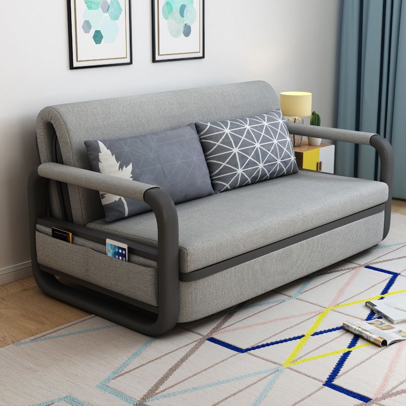 33.46" H Linen Contemporary Square Arm Sofa Bed Foldable Sofa