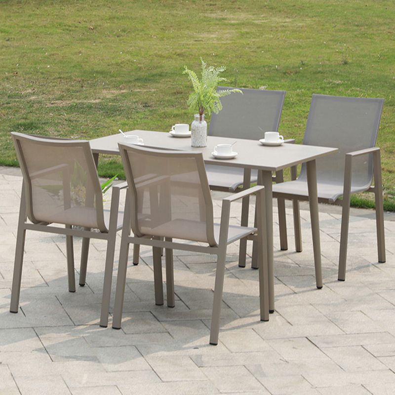 Boho Style Gray Dining Set Metal 1/5 Pieces Water Resistant Dining Set