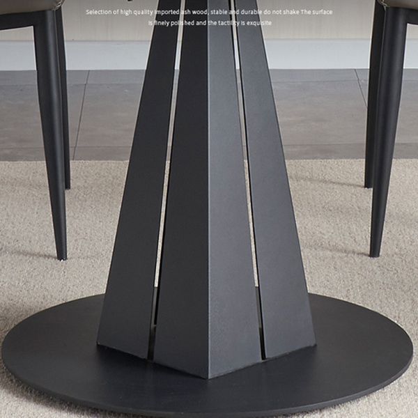 Mesa de comedor de hoja redonda moderna Mesa de piedra sinterizada con base de pedestal, 53.1 "L x 33.5" W x 30 "H