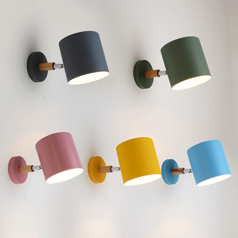 Half Cylinder Shape Metal Wall Light Fixture Modern Style Wall Lamp for Bedroom