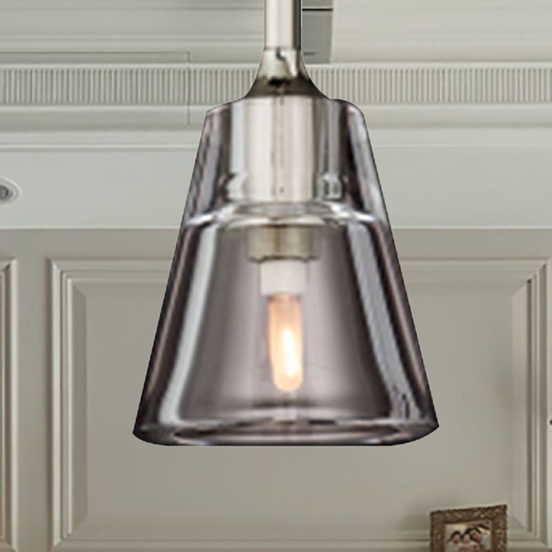 Lámpara colgante de cono negro/de latón/cromo post modernista LED doble vidrio de humo luminoso lámpara de techo