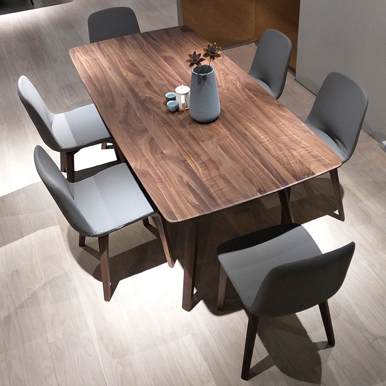 Contemporary Dark Brown Rectangular Wooden Dining Table with 4 Foot