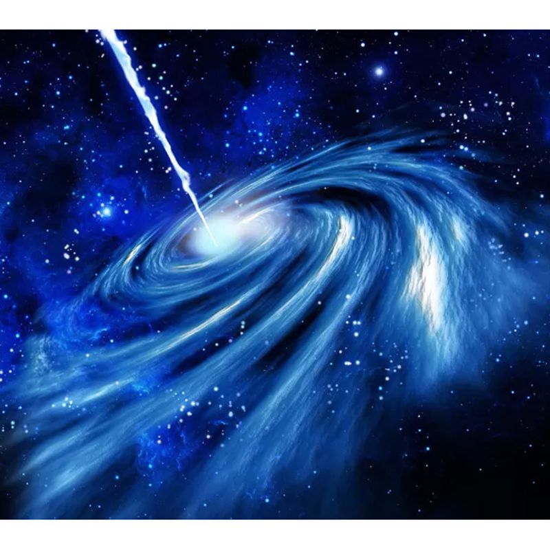 Enormous Outer Space Mural Wallpaper in Blue Non-Woven Fabric Wall Covering for Living Room, Custom-Printed