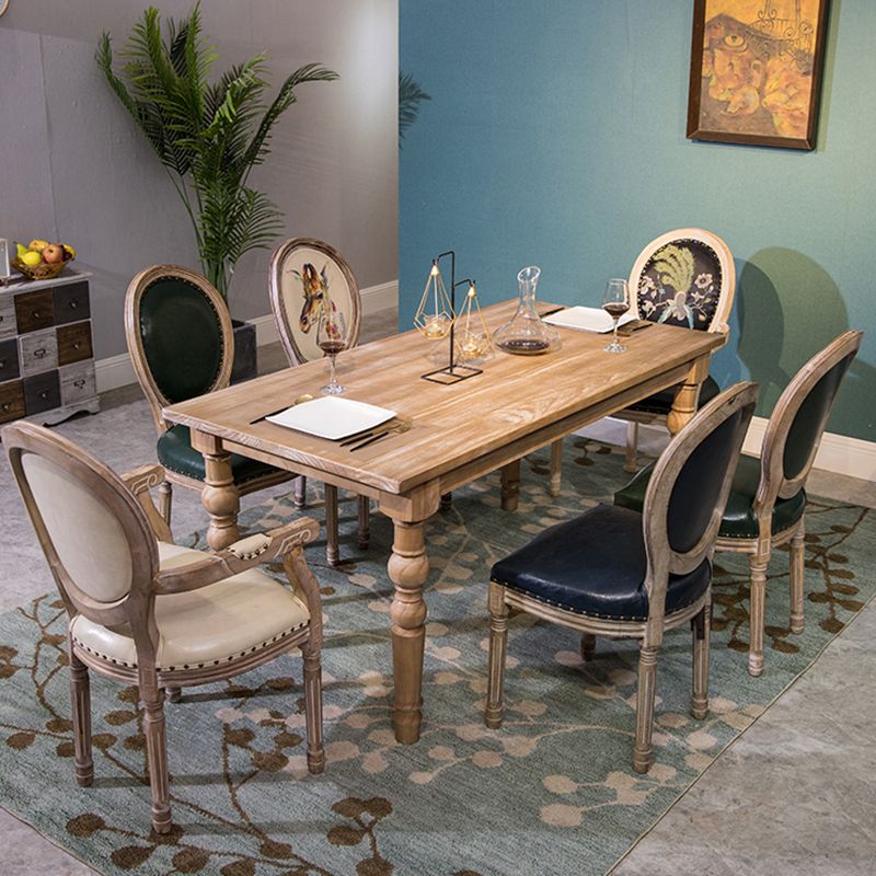 Mesa medieval moderna de madera de pino para restaurante, mesa antigua rectangular con 4 patas