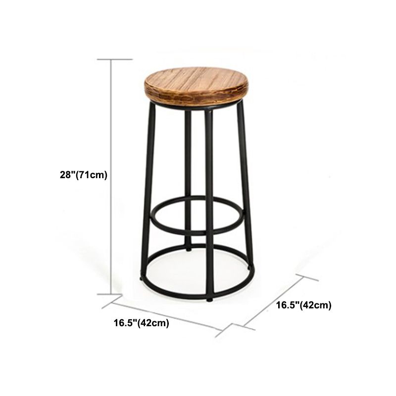 Industrial Solid Wood Bar & Counter Stool Round Cafe Counter Chair in Natural
