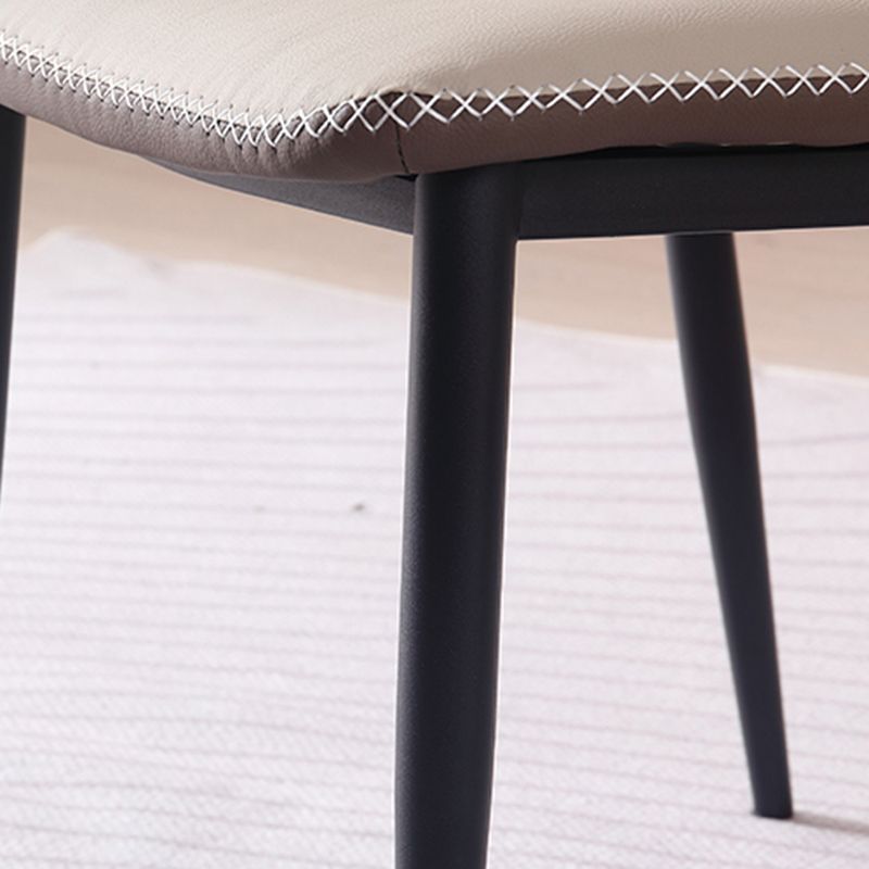 Contemporary Armless Dining Chairs Faux Leather Wingback Side Chair