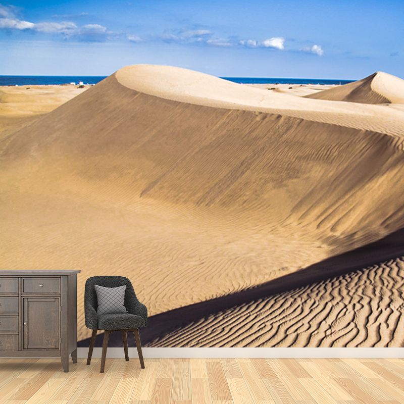Coastal Desert Dune Wall Mural Yellow and Blue Modernism Wall Art for Family Room