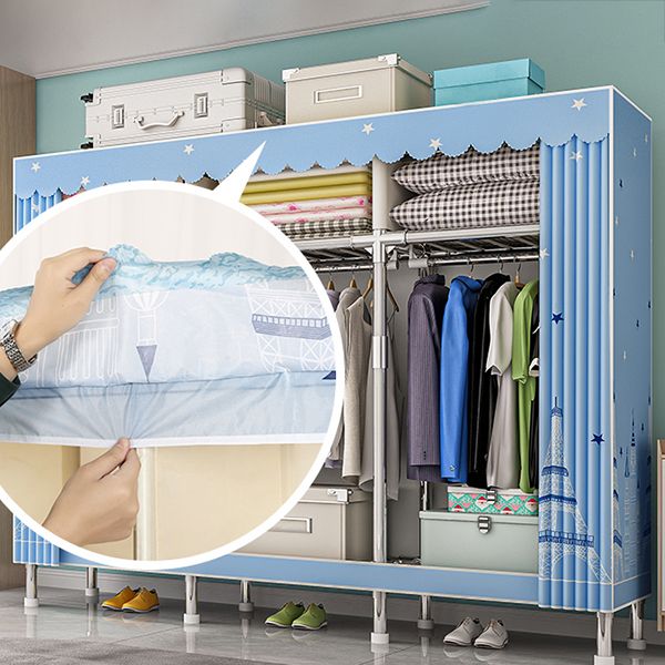 Metal Frame Home Wardrobe Armoire Modern Style Wardrobe with Shelves