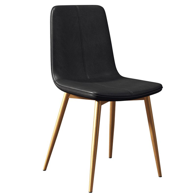Glam Style Dining Chair Faux Leather Dining Side Chair with Metal Legs