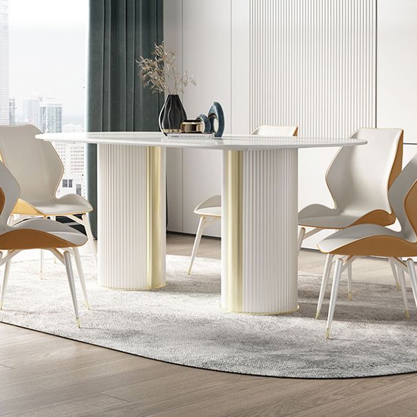 Oval Double Pedestal Furniture Luxury Style Stone Dining Room Collection