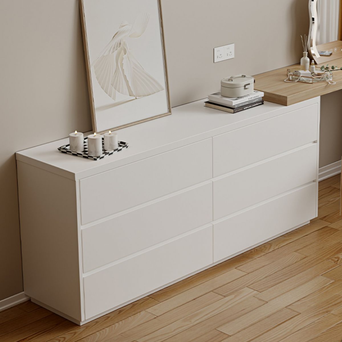 15.74" Wide Make-up Vanity White Makeup Vanity Desk Table with 6 Drawers