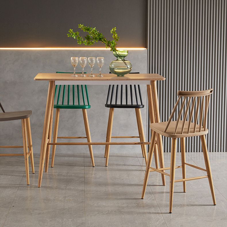 Nordic Plastic Bar-stool Square Seat Counter Bar Stool with Wood Legs