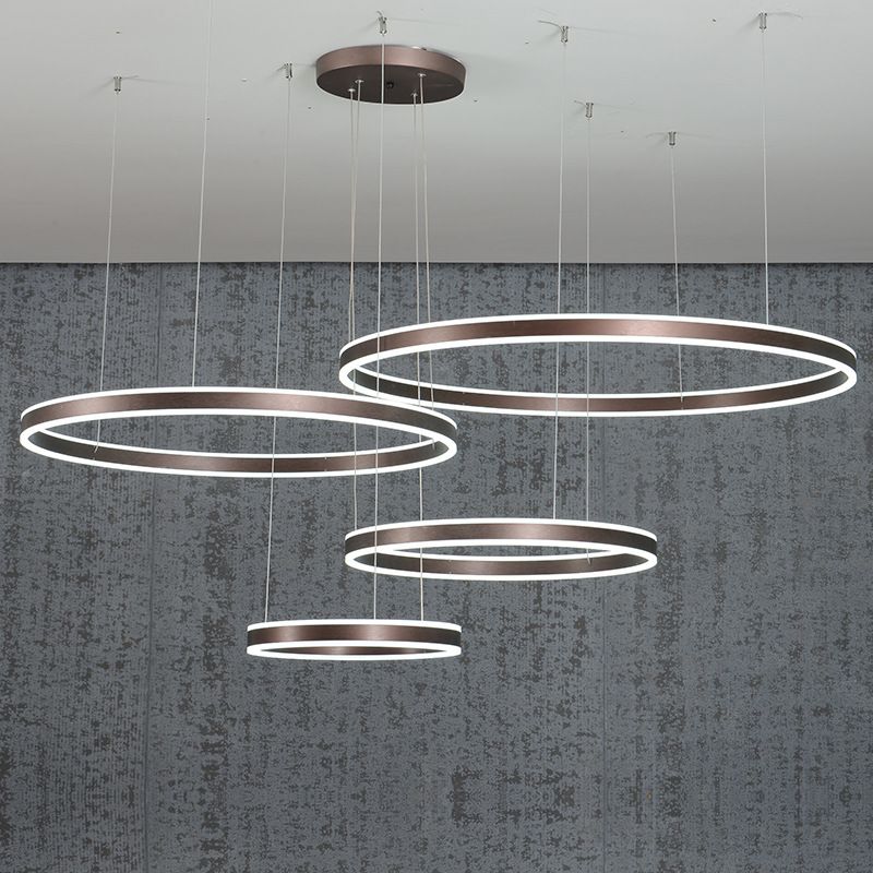 Coffee Rings Suspension Pendant Light Modern Style LED Metal Chandelier Pendant Light