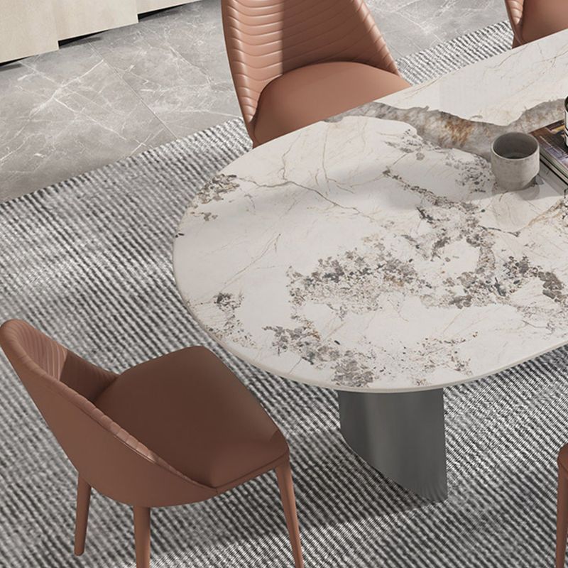 Stone Dining Table Traditional Luxury Dining Table with Double Pedestal