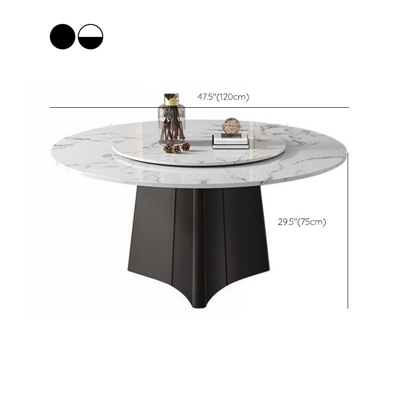 Traditional Luxury Pedestal Table Round Dining Table with Steel Base