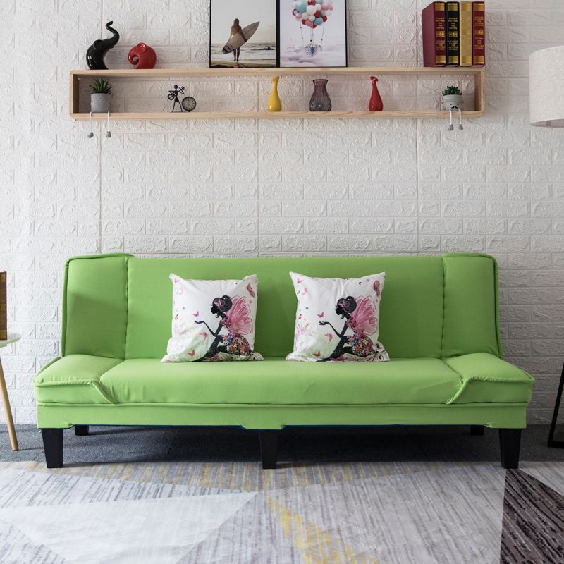 Modern Armless Settee Cotton Blend Convertible Sleeper Sofa for Living Room