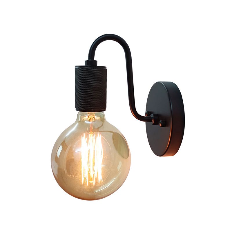 Modern Wall Sconce Cylinder Shape Wall Light with Metal Shade for Bedroom in Black