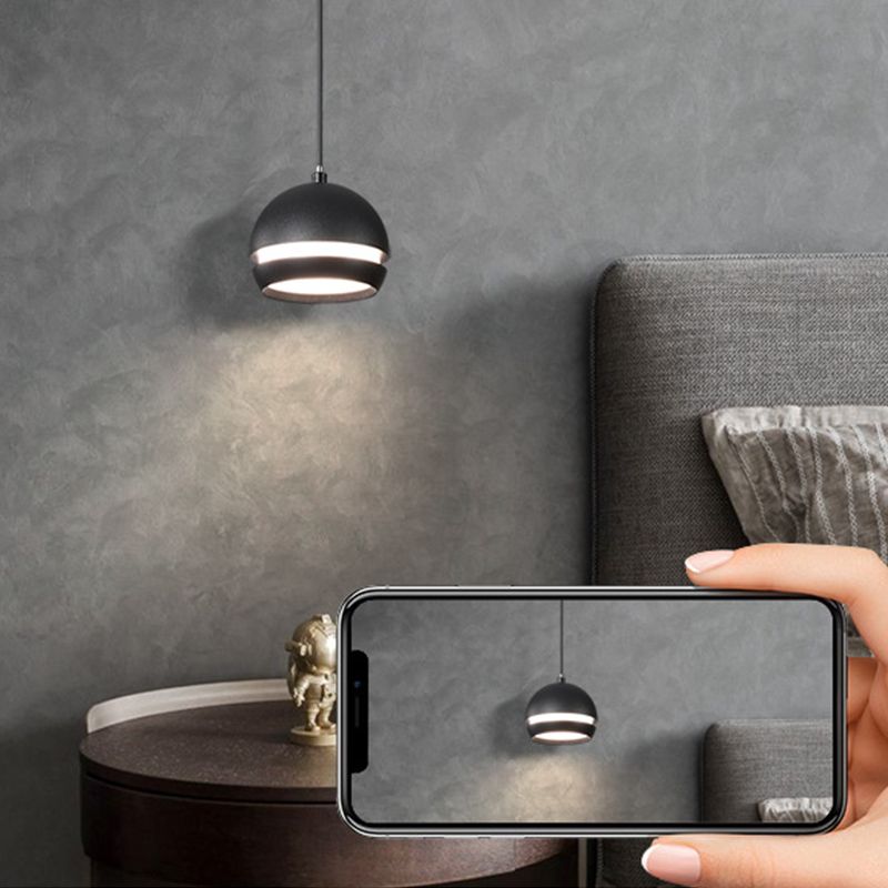 Nordic Mini LED Pendant Lamp Aluminum Bedside Hanging Light in Black