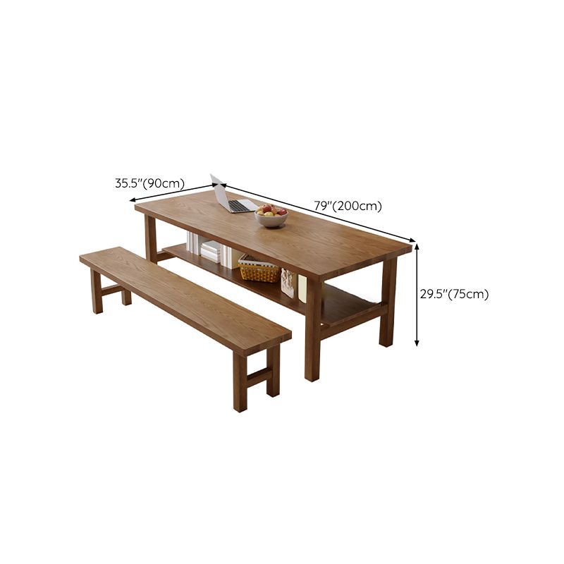Simplicity Dinette Table Solid Wood Rectangle Dining Room Table in Brown