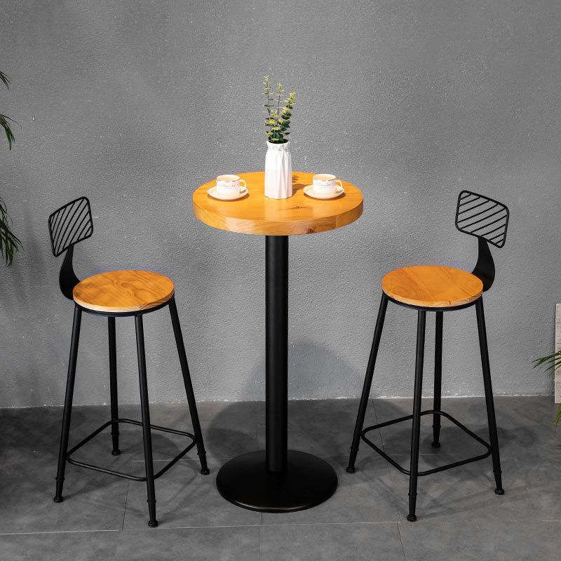 Industrial Style 1/2/3 Pieces Solid Wood Bar Table Set Round Counter Set