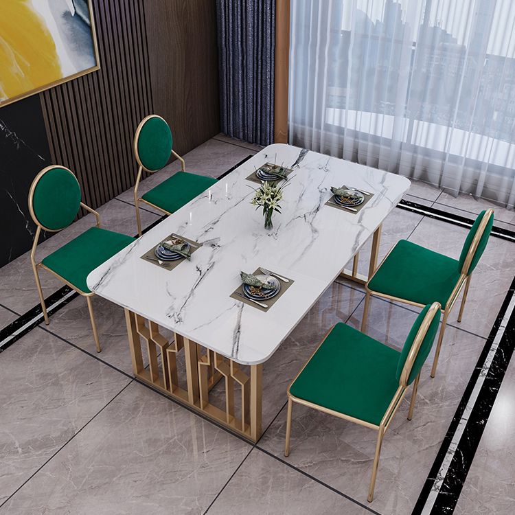 Metal Traditional Luxury Rectangle Table Sintered Stone Table for Kitchen