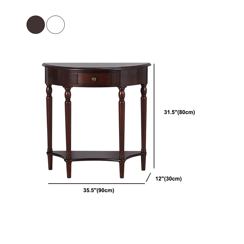 4 Legs Mid-Century Modern Wood Console Table with Single Drawer