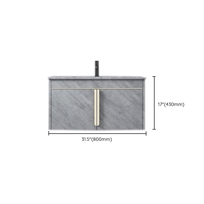 Glam Sink Vanity Wall-Mounted 2 Doors Rectangle Single Bathroom Sink Vanity with Mirror