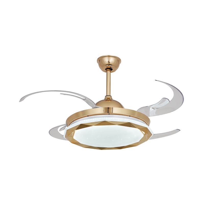 Kreisförmige Schlafzimmer Hanging Lüfterbeleuchtung Einfachheit Acryl LED Gold Semi Flush Mount Light mit 8 klaren Klingen, 42 "Breite