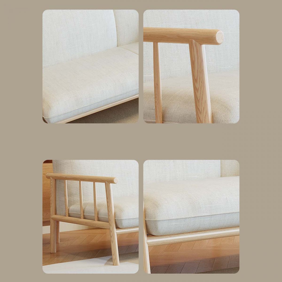 Modern 30.31" H Cotton Blend Wood Frame Square Arm Sofa for Living Room