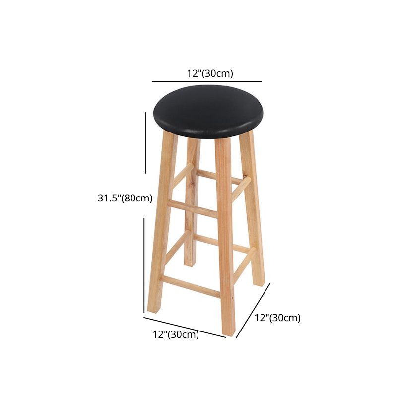 Modern Armless Counter Stool Rubber Wood Kitchen Bar Stool with Seat and Pedal
