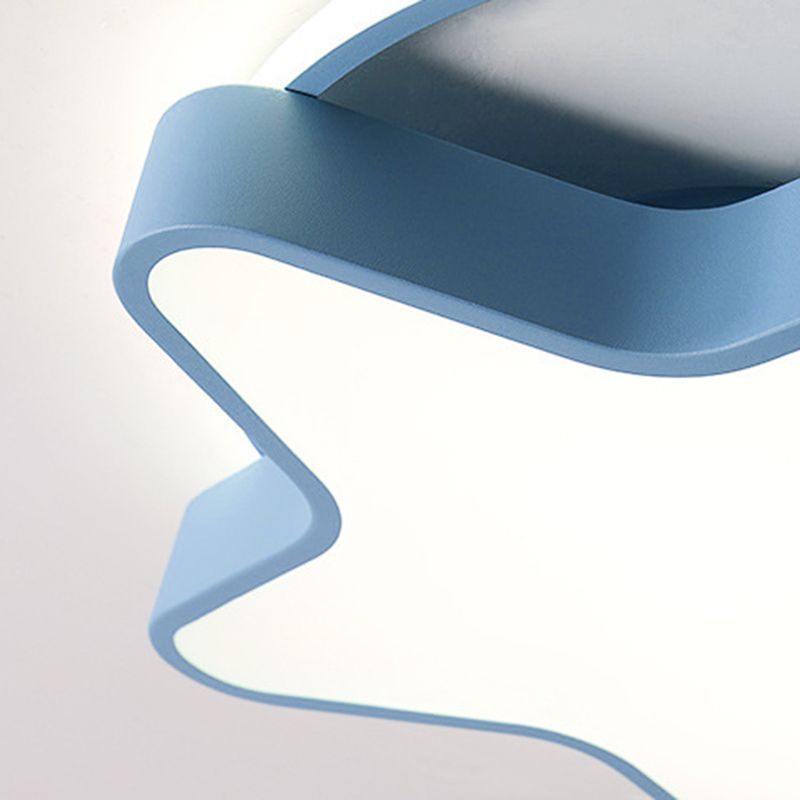 Kids Lovely Star LED Flush Mount Wrought Iron Indoor Ceiling Light with Acrylic Shade