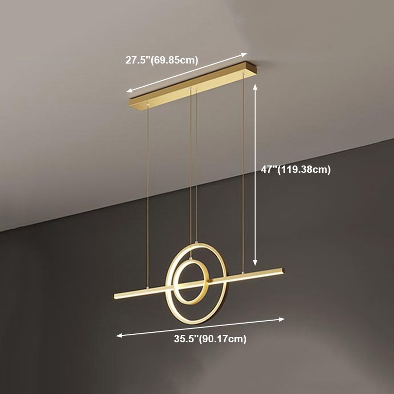 Modern Metal Island Light Geometric Gold LED Island Pendant for Dining Room