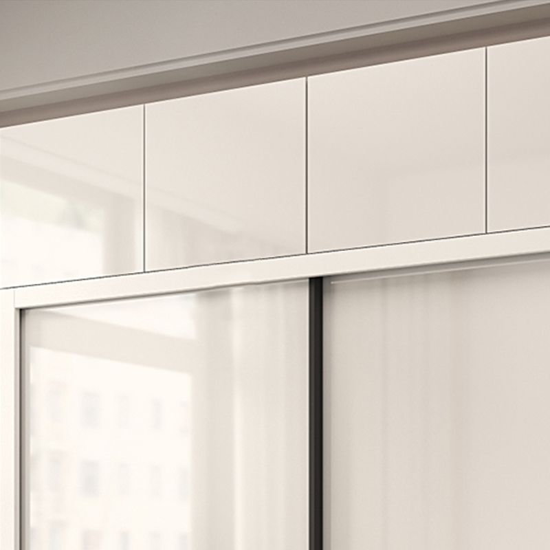 Sliding Door Wardrobe Closet White Wood Wardrobe Armoire with Shelves