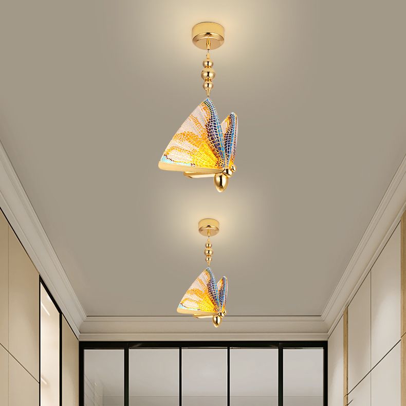 Nordic Luxury Style Butterfly Shade Hanging Light Fixture LED Butterfly Pendant Chandelier