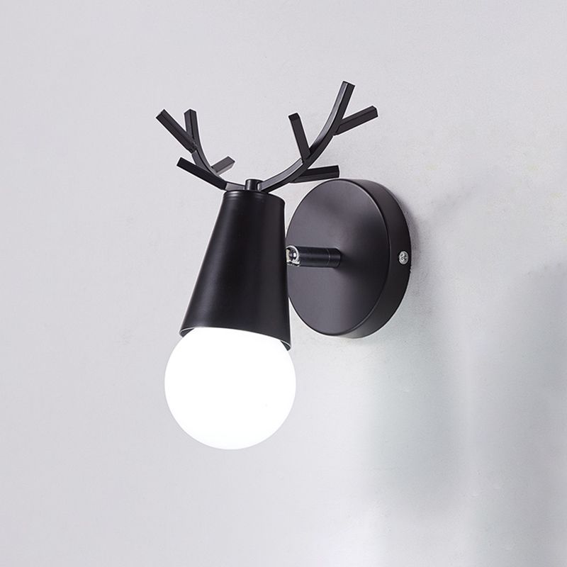 1 Light Wall Mount Lamp Fixture with Antler Metal Macaron Wall Sconce Light for Boy Girl Bedroom