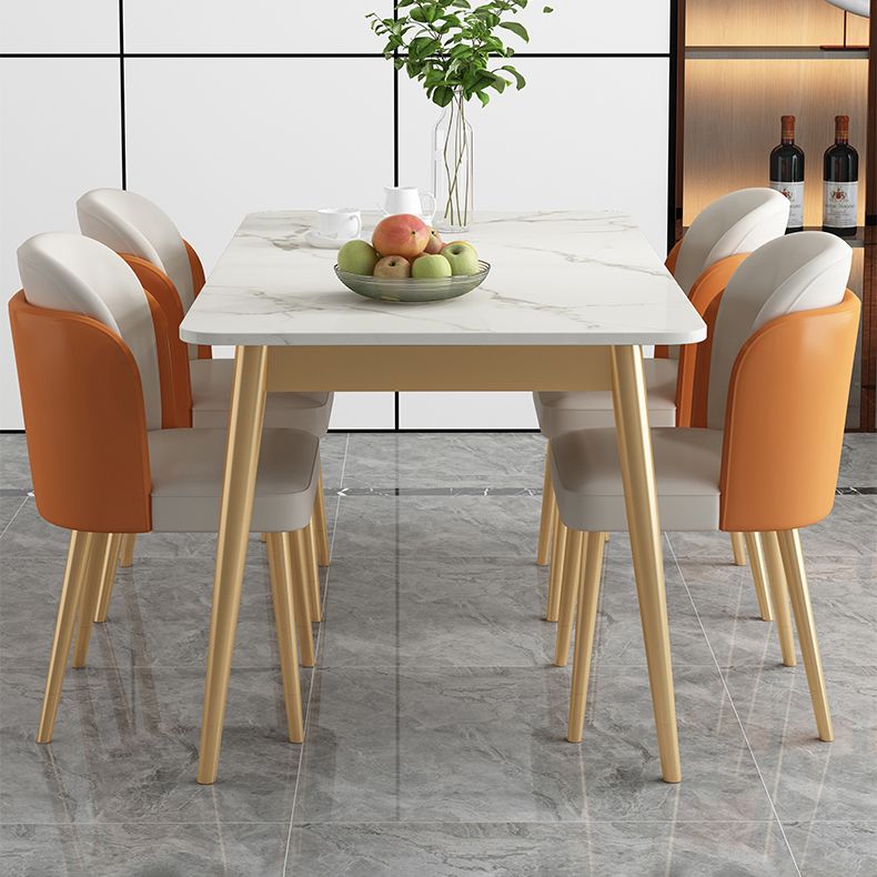 Modern Style Sintered Stone Standard Dining Set White Kitchen Dining Set with 4 Legs Base