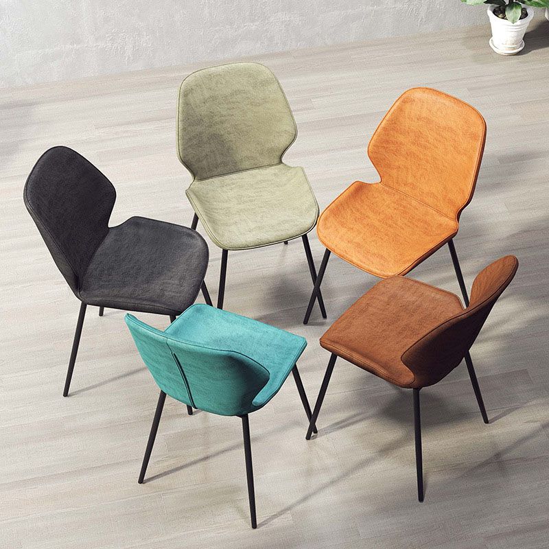 Contemporary Dining Chair Kitchen Wingback Armless Side Chair with Metal Legs