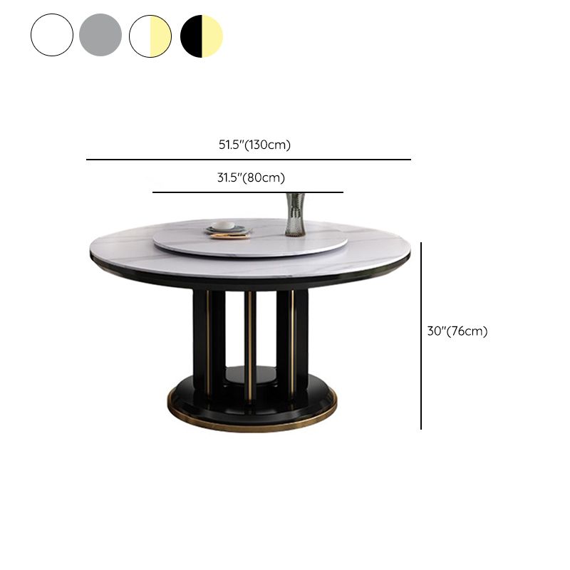 Modern Simple Dining Table Round Dinner Table with Rubberwood Base for Dining Room