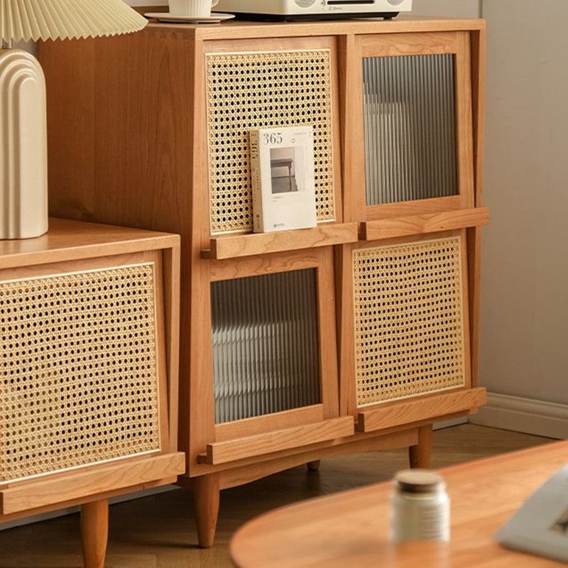 Modern & Contemporary Cabinet Square Glass Paned Bar Pulls Straight Legs Accent Cabinet