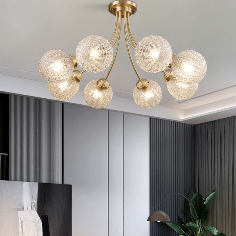 Ball Shape Glass Flush Mount Light Modern Style Multi Lights Ceiling Mount Light in Gold