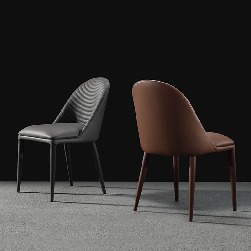 Parsons Side Chair Leather Metal Base Dining Chair for Dining Room