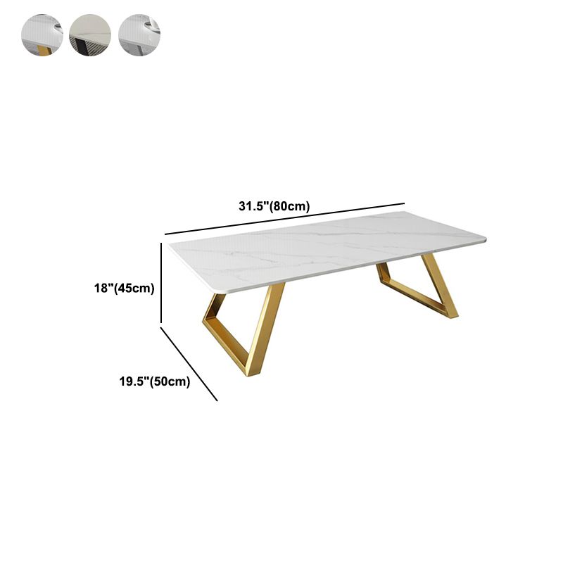 17.7"Tall Sled Metal Base Rectangular Slate Table Top Coffee Table