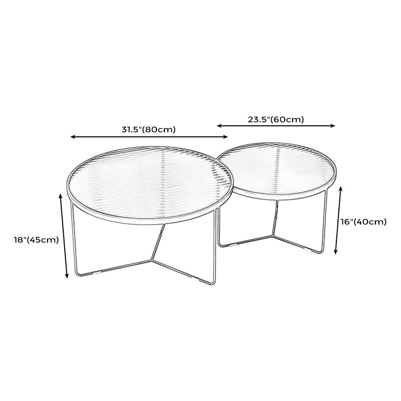 Trestle 2 Nesting Coffee Table Modern Tempered Glass 18'' Coffee Table Set