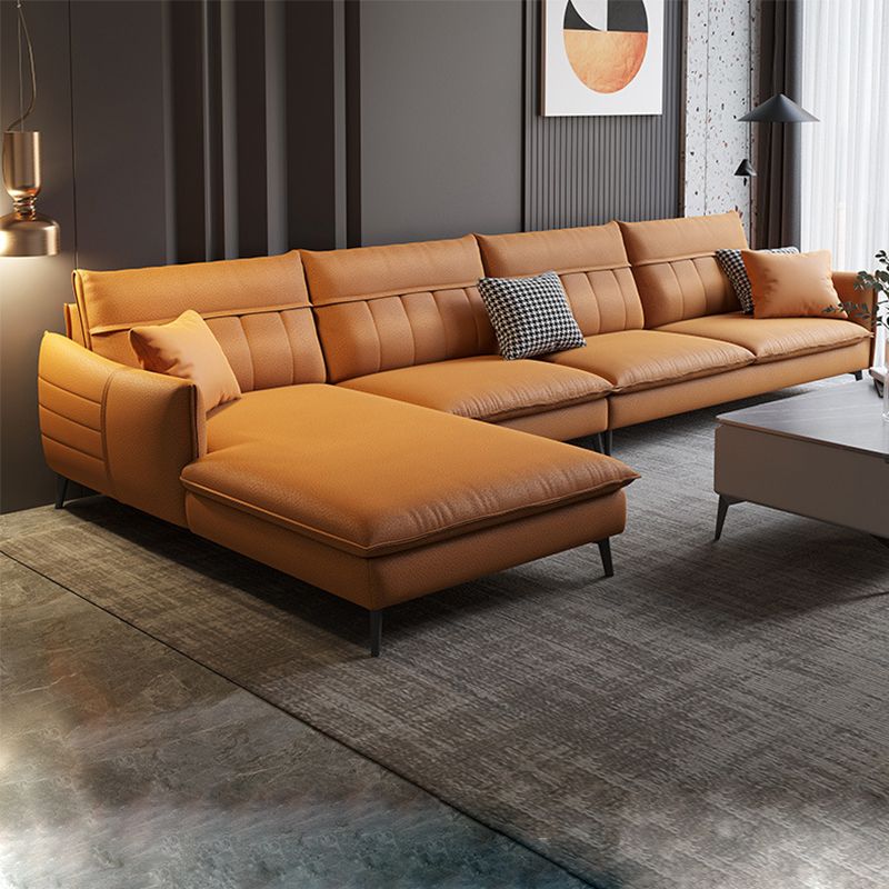 Glam Stationary Faux Leather Living Room Recessed Arm Cushions Sofa