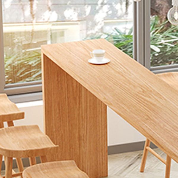 Contemporary Style 1/2/5/9 Pieces Bar Table Set Rectangle Wood Bar Table with Wood Stools